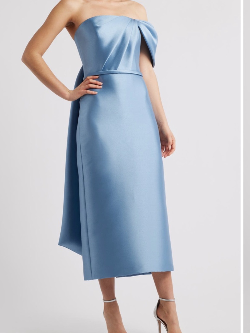 Amsale Bow Midi Satin Dress